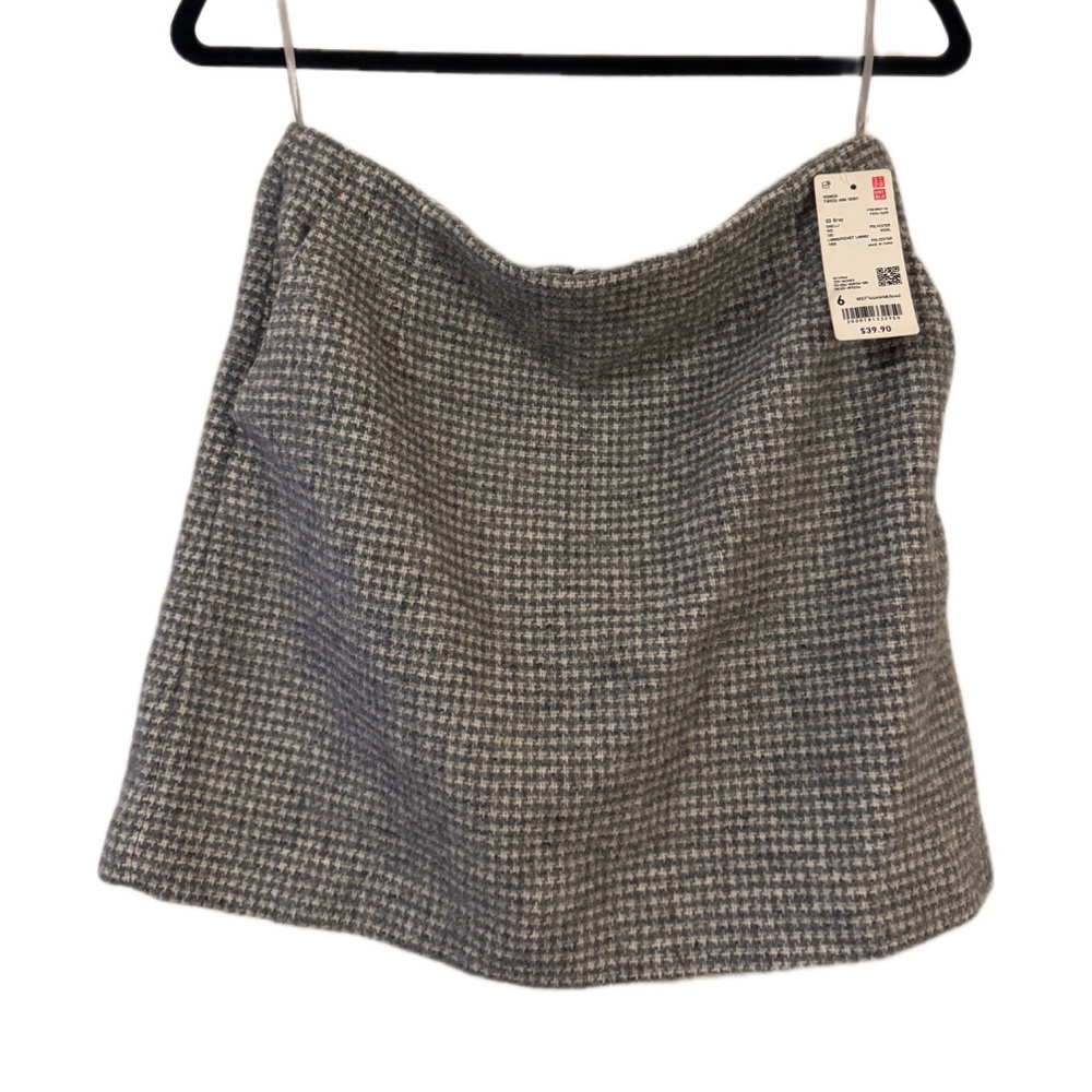 Uniqlo Gray Houndstooth Mini Skirt